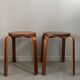 Pair of Artek stools model E60 (rare version with 4 legs), Alvar Aalto