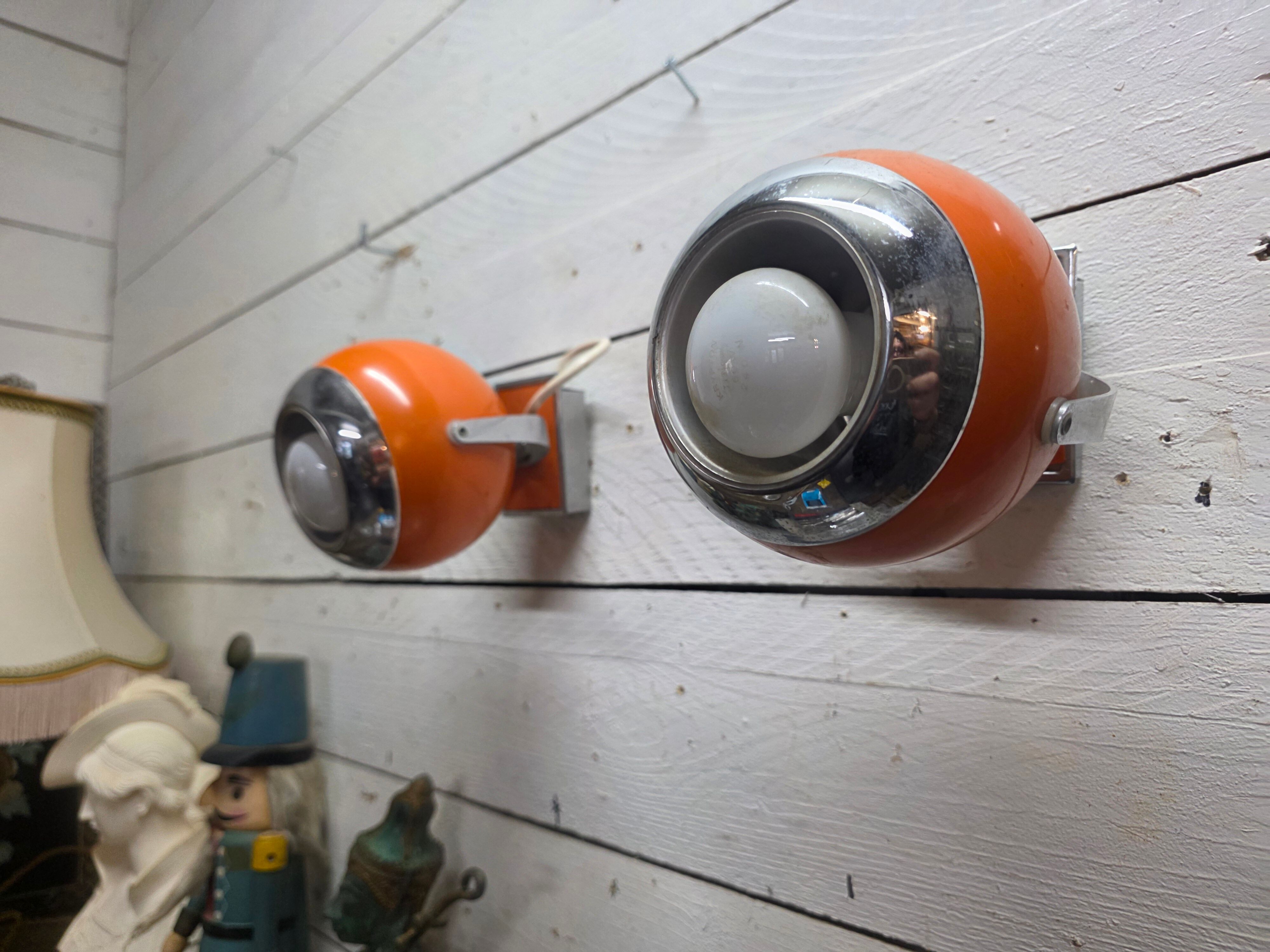 Pair of vintage 70s eyeball wall lights.