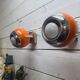 Pair of vintage 70s eyeball wall lights.