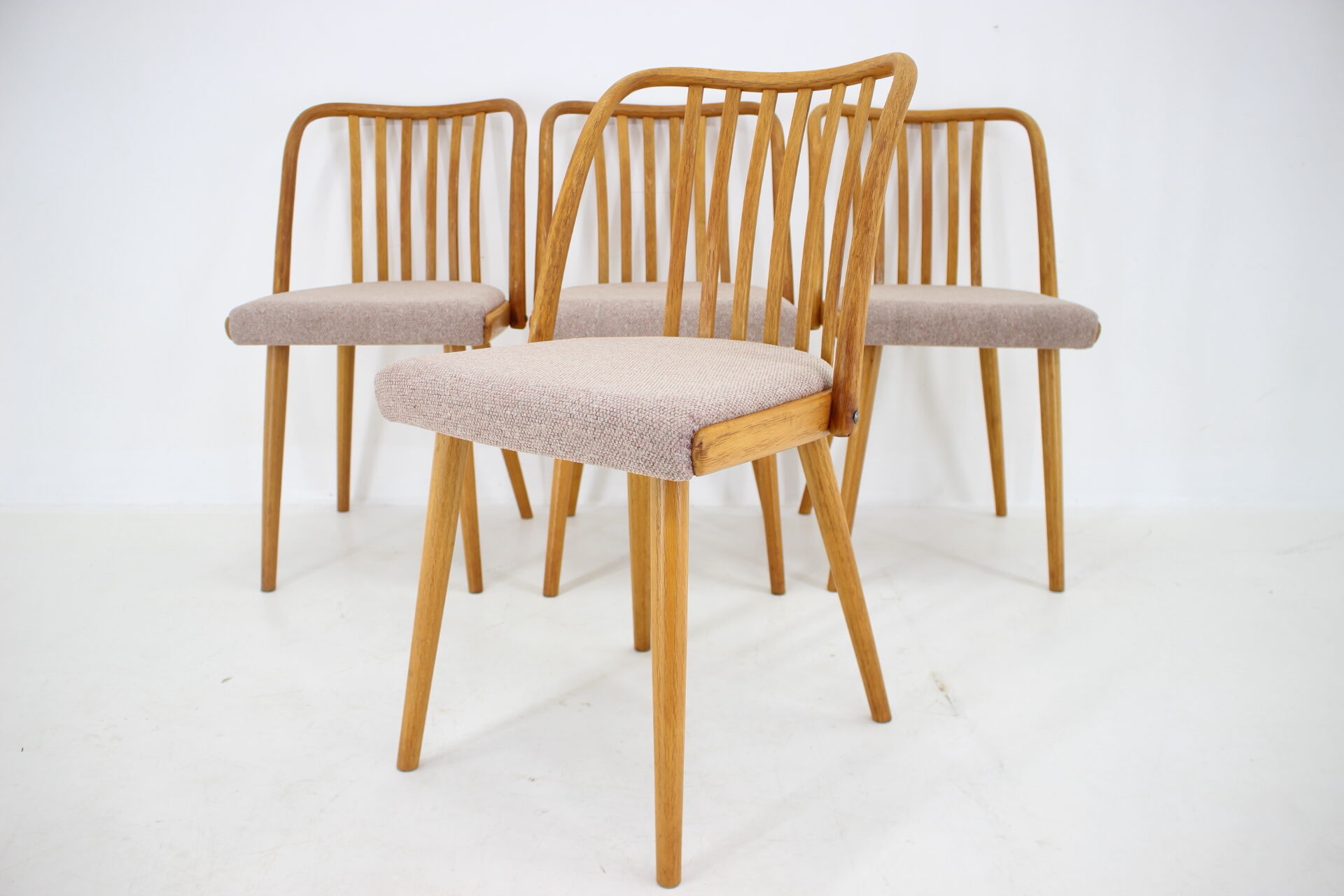 1970s Antonin Suman Set of 4 Oak Dining Chairs, Czechoslovakia