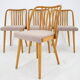Antonin Suman Set de 4 chaises de salle à manger en chêne, Tchécoslovaquie