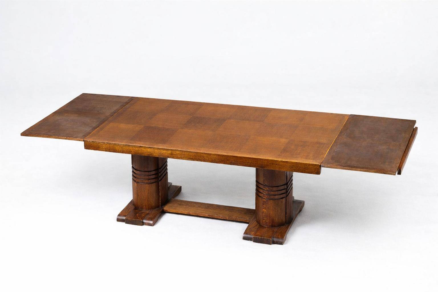 French Art Deco oak table, Dudouyt, 1940