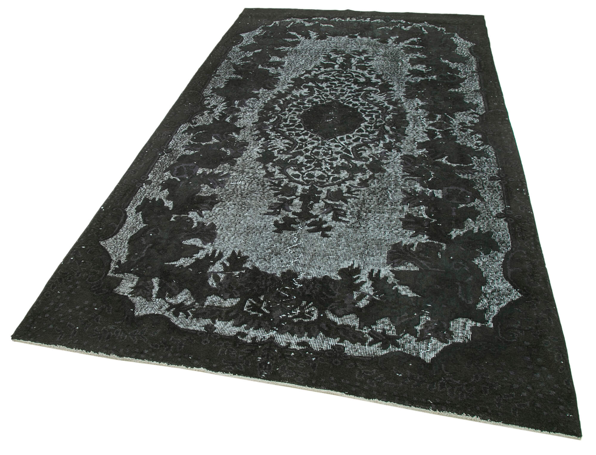 Hand-knotted antique turkish 1970s 167 cm x 300 cm black rug