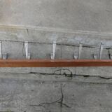 School wall coat rack 6 double hooks wood and aluminum