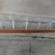 School wall coat rack with 6 double hooks in wood and aluminium.