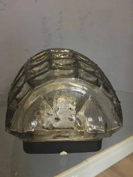 Glashütte Limburg wall light, textured glass in a metal grid, 1970s
