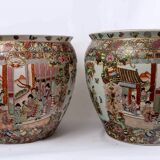 Pair fish aquarium - chinese porcelain - cloisonné enamel - canton - epoch: xxth century