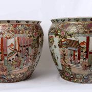 Pair fish aquarium - chinese porcelain - cloisonné enamel - canton - epoch: xxth century