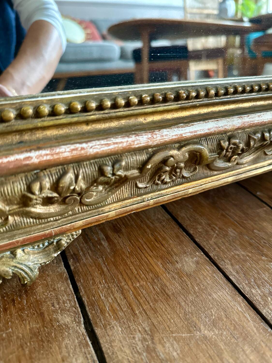 Antique gilded wood fireplace trumeau mirror 125x80