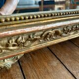 Miroir trumeau ancien de cheminée en bois doré 125x80