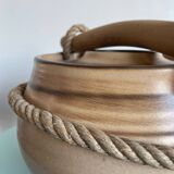 Roped soup tureen in stoneware from the potters of the Salins-les-Bains Abbey