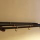 Teak, brass and black metal coat and hat rack, 1960s