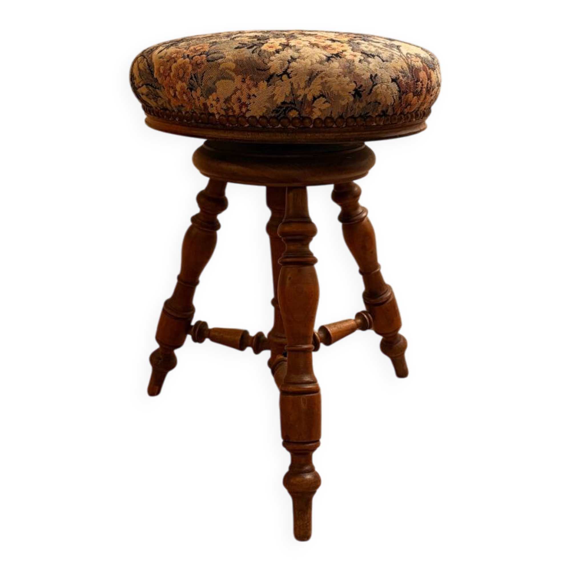 Antique turned wooden stool – late 19th century