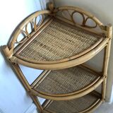 Rattan corner shelf