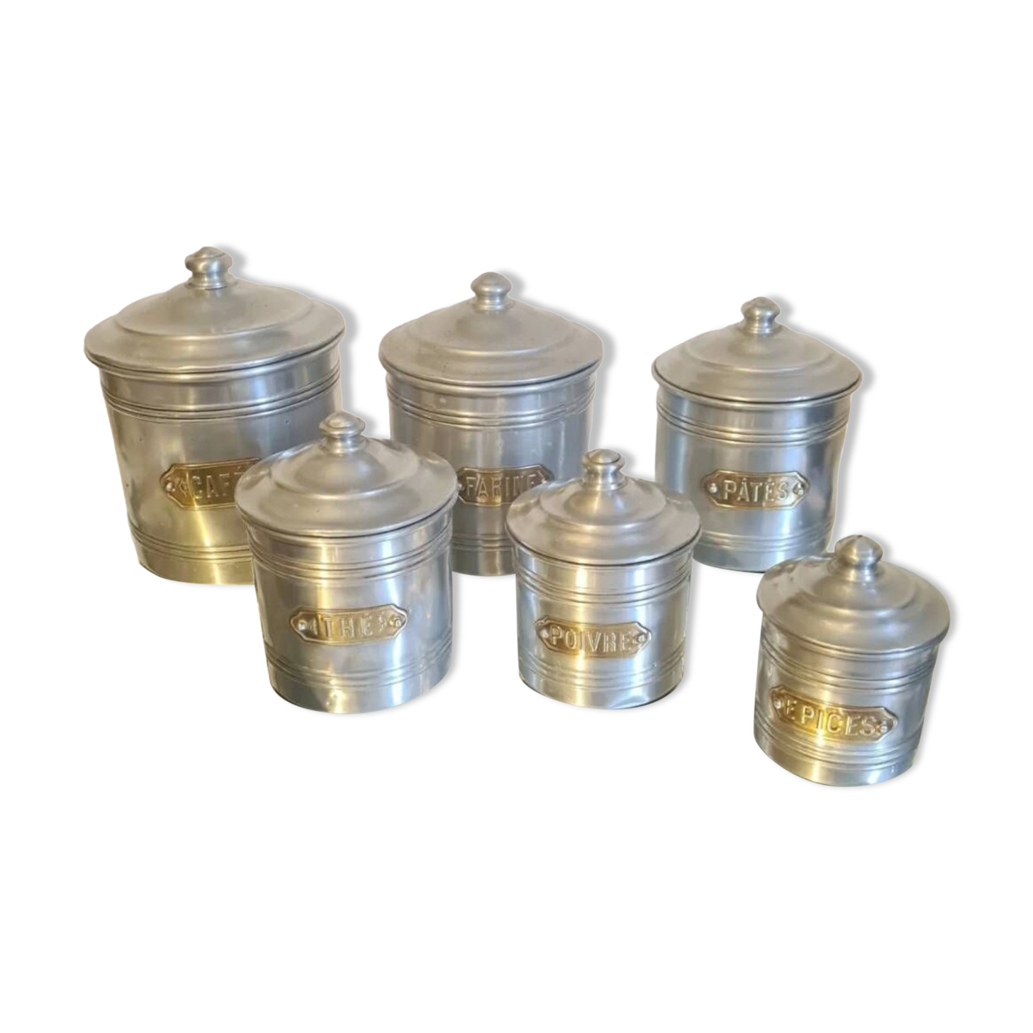 Aluminum and brass spice jars