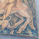 Burlap painted medieval hunting scene circa 1950 by André Pierre BOURBIOUX called "Boul"