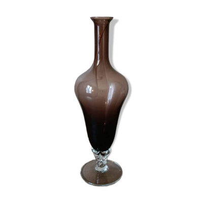 Vase Empoli vintage en verre soufflé fumé
