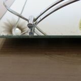 Ancien plateau miroir français en laiton chromé, art déco, années 20 30