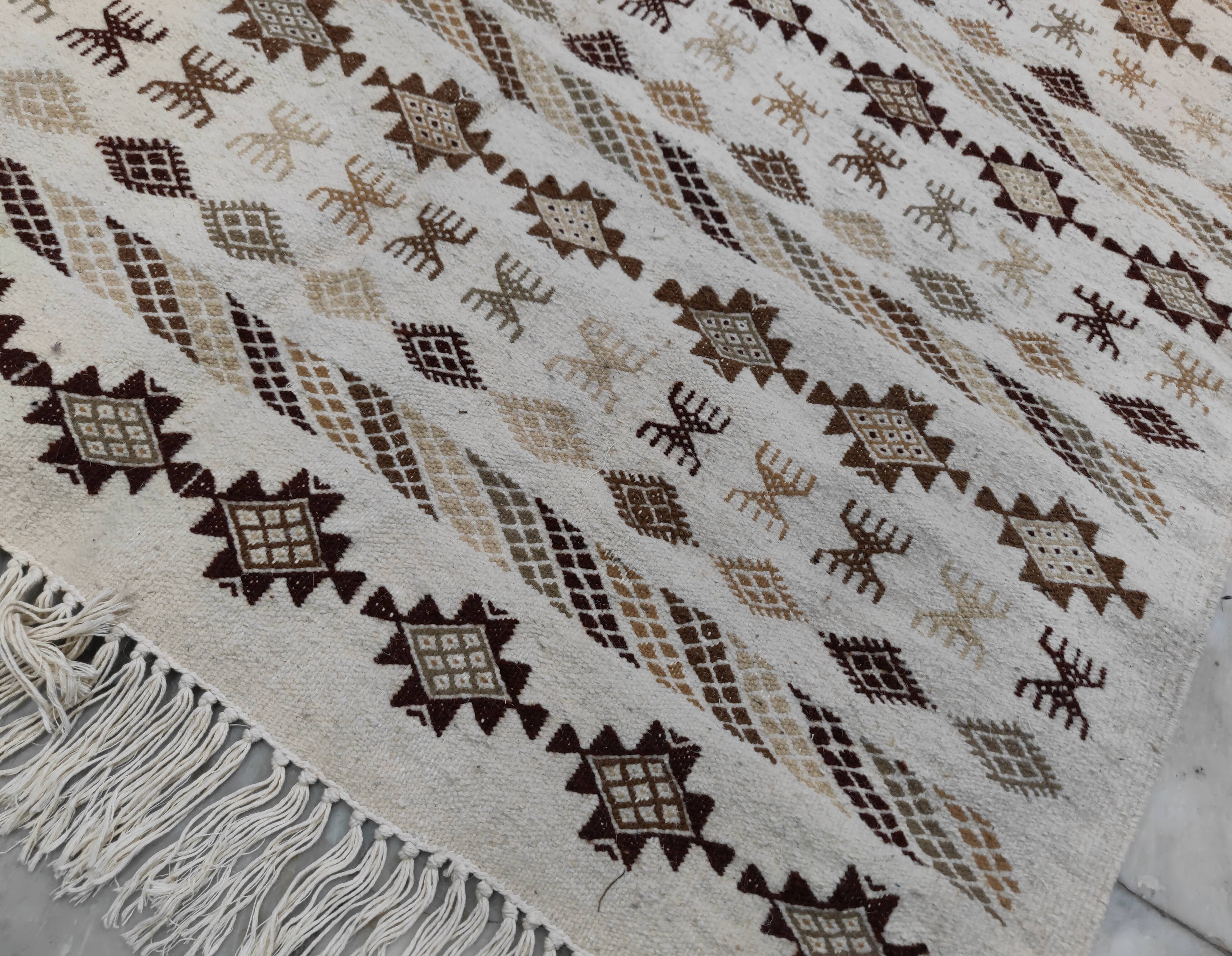 Certified hand-woven Berber patterned rug
