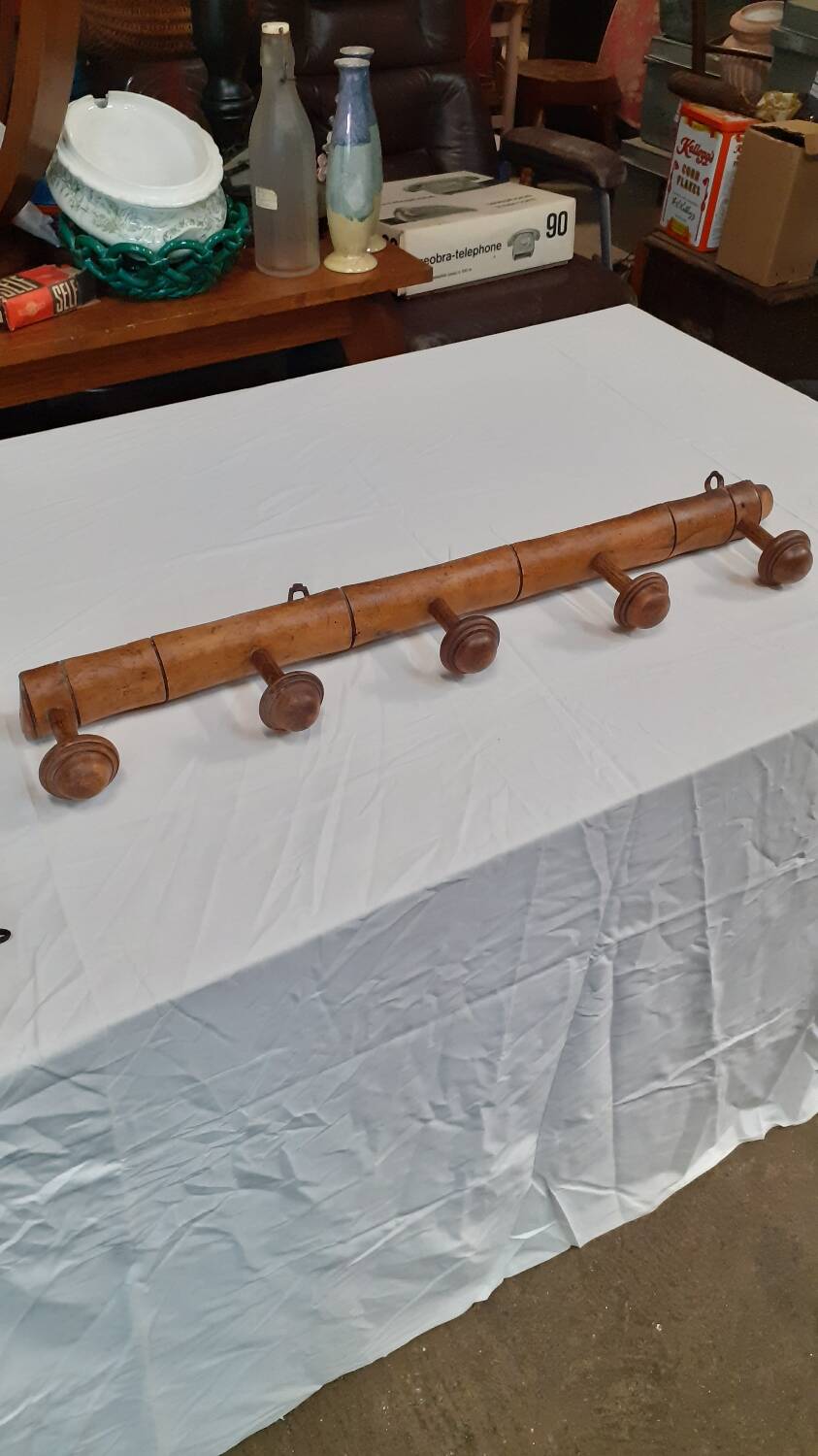 Wooden wall coat rack