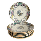 Assiettes en terre de fer polychrome Longwy modèle "chinois"