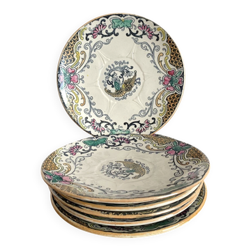Polychrome ironstone plates Longwy "Chinese" model