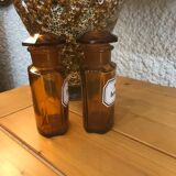 Vintage amber glass apothecary bottle