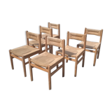 Set of 6 rope and pine chairs