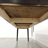 Large 1950s Farm Table in Burnt Wood (Shou Sugi Ban) – L245 cm