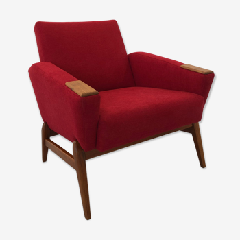 DANISH DESIGN ARMCHAIR IN WOOL & TEAK WOOD, 1970S