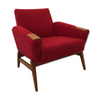 Fauteuil design danois en bois de laine et de teck, années 1970