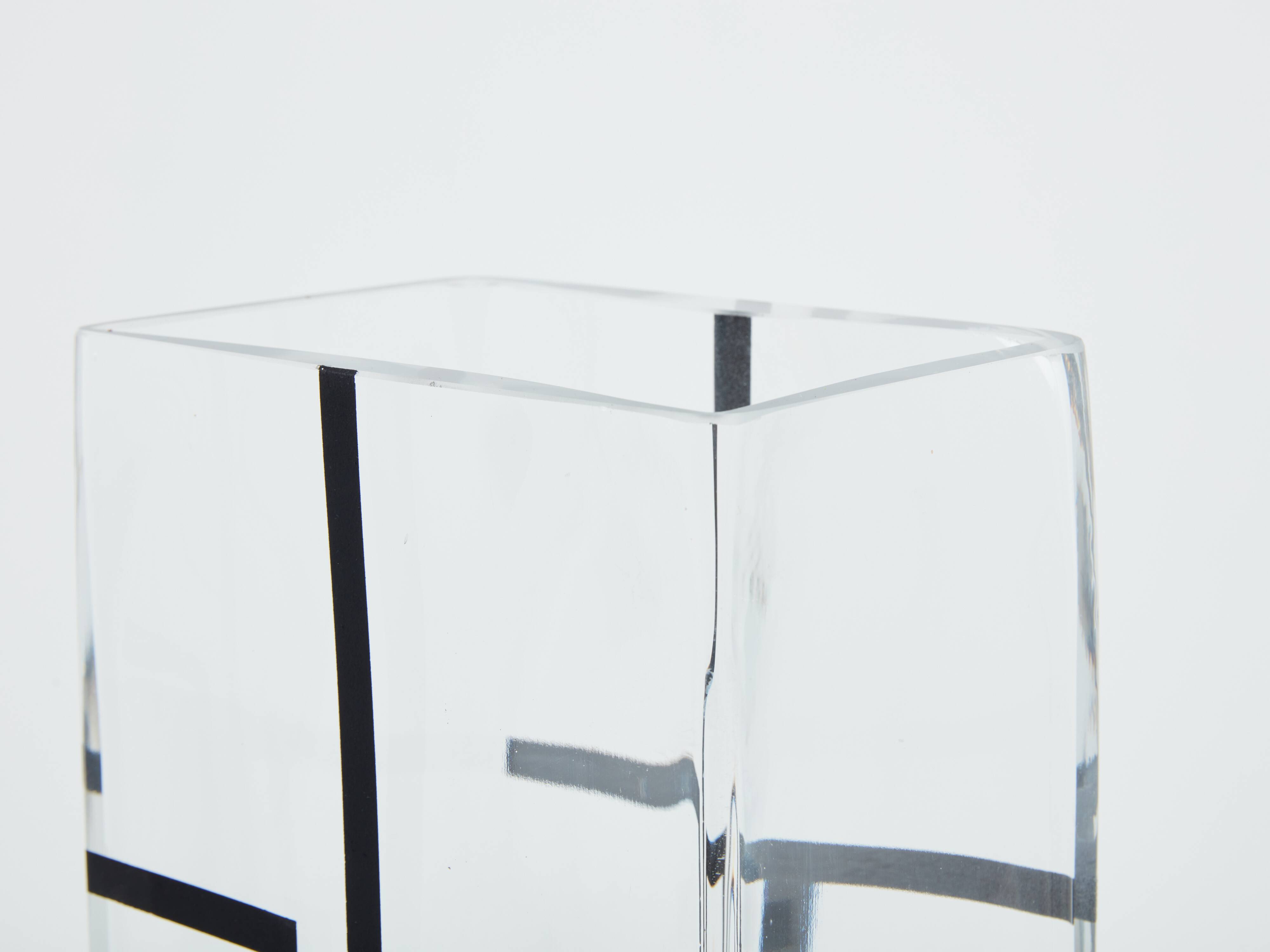 Large Art Deco vase in black frosted glass signed Anatole Riecke 1932