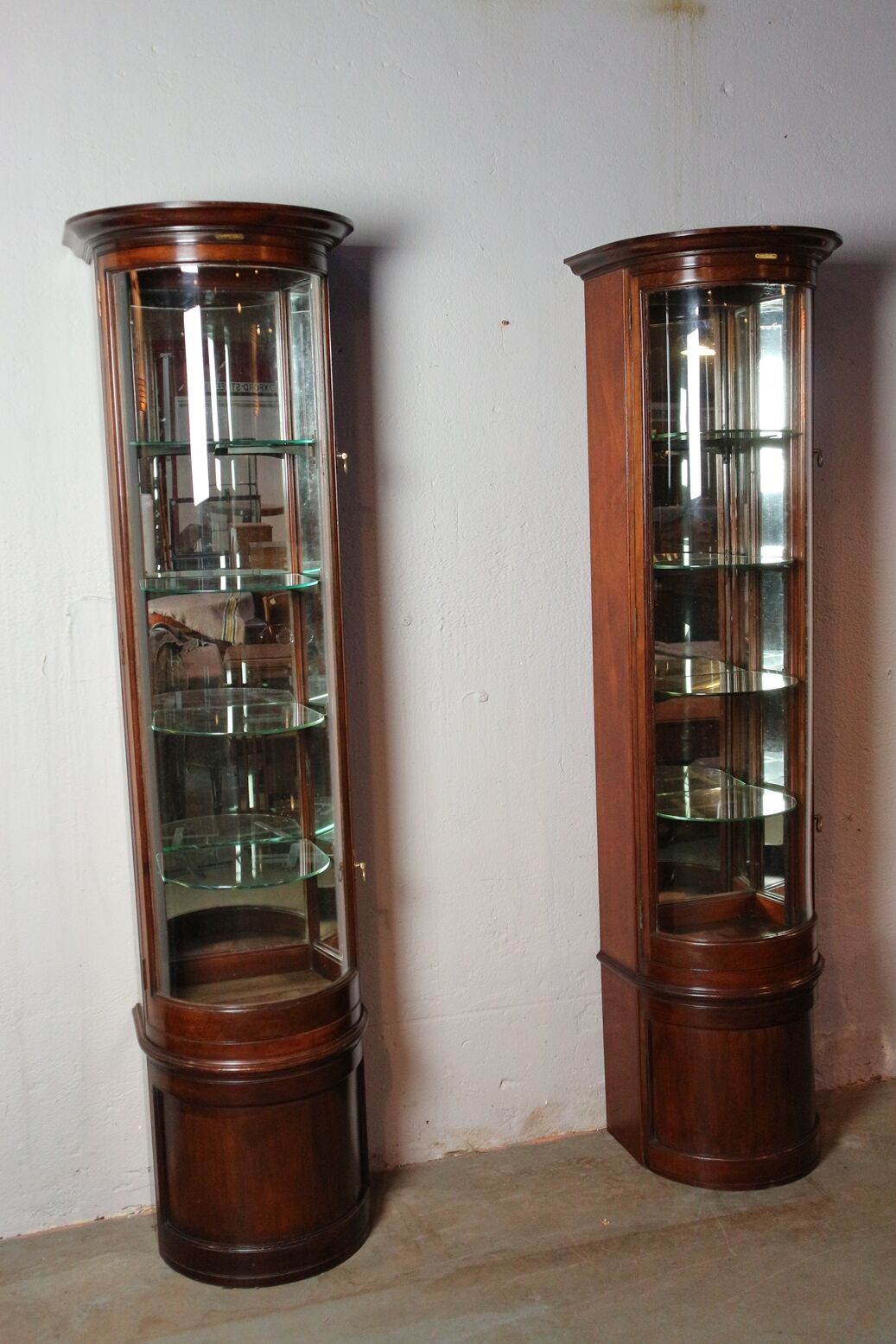 Set of 2 antique display cabinets