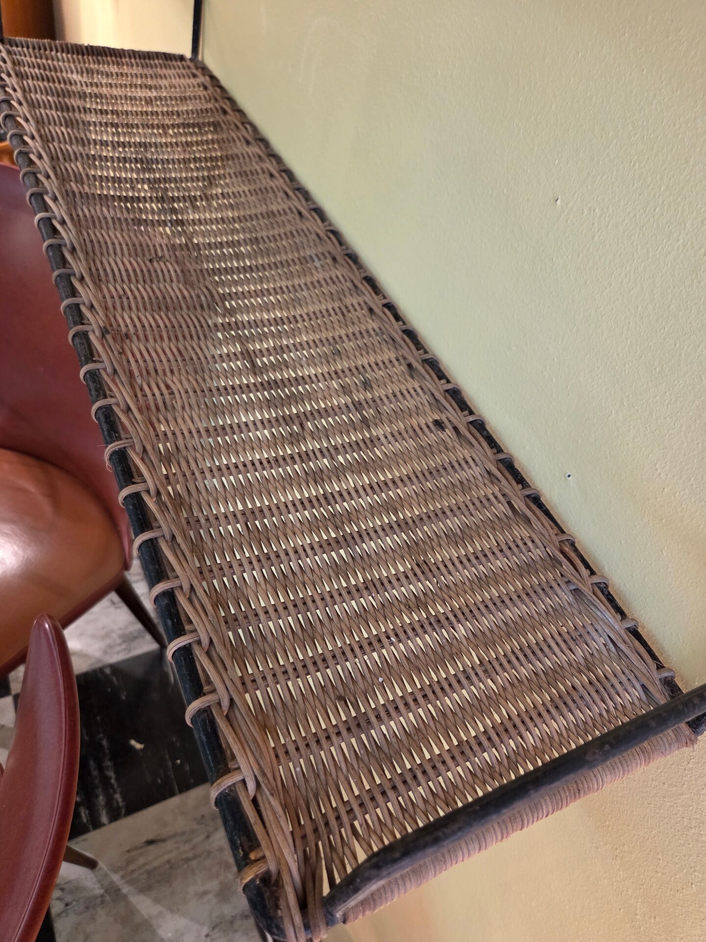 Wall shelf, metal and rattan