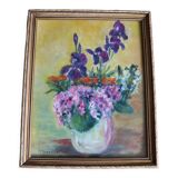 Painting bouquet of flowers with irises