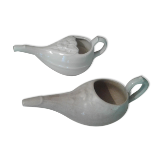 batch of 2 beaks of duck in earthenware, for mini vase or watering