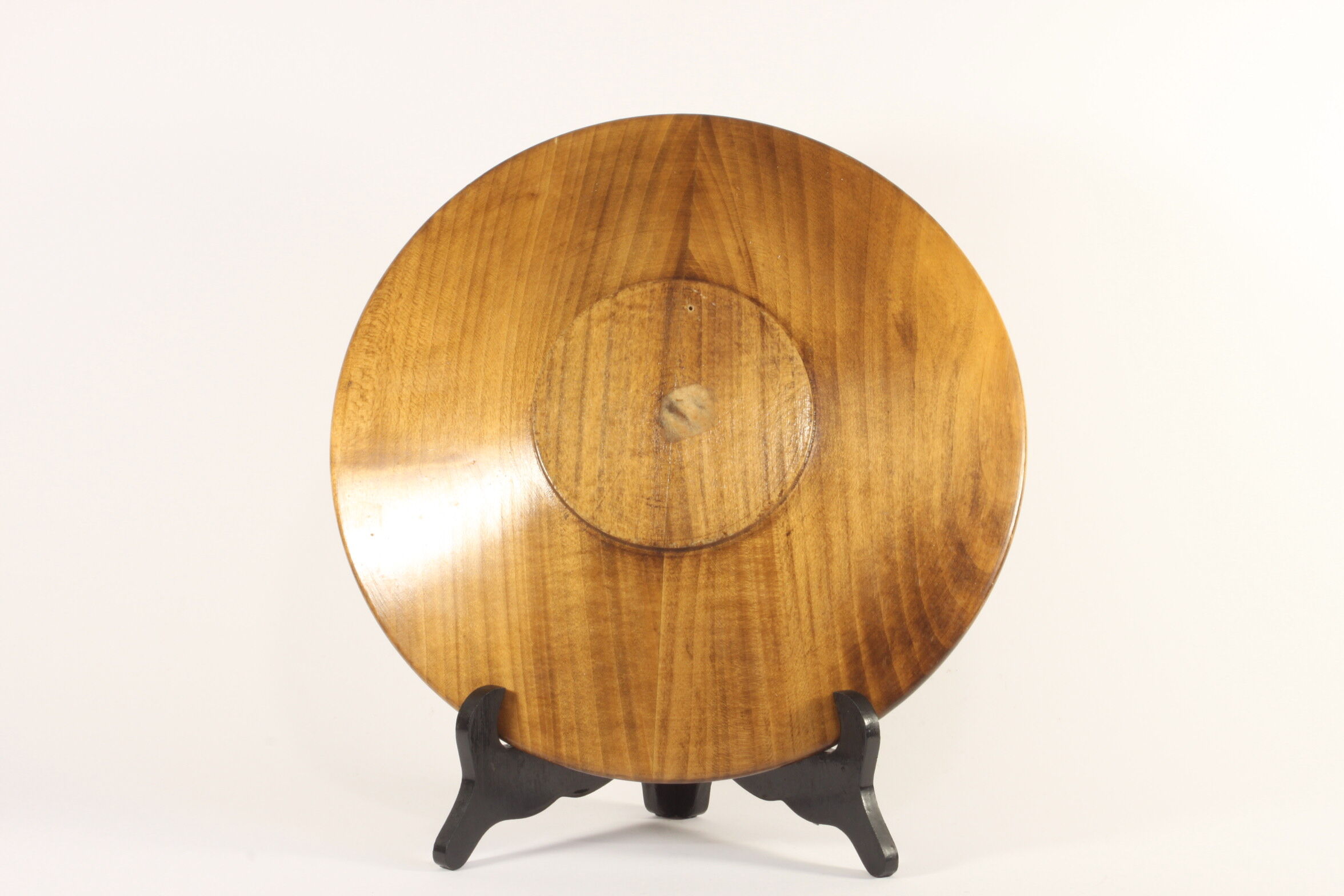 Scandinavian brass inlaid wooden plate with figures, 1960s.