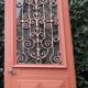 Entrance door 264x99cm old walnut oak wrought iron grille glass panel