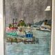 Tableau Marine. Original pastel signed by Henri Reiter. Port Normandie.