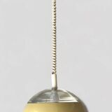 Space-age pendant light in holophane glass and lacquered metal from the 70s.
