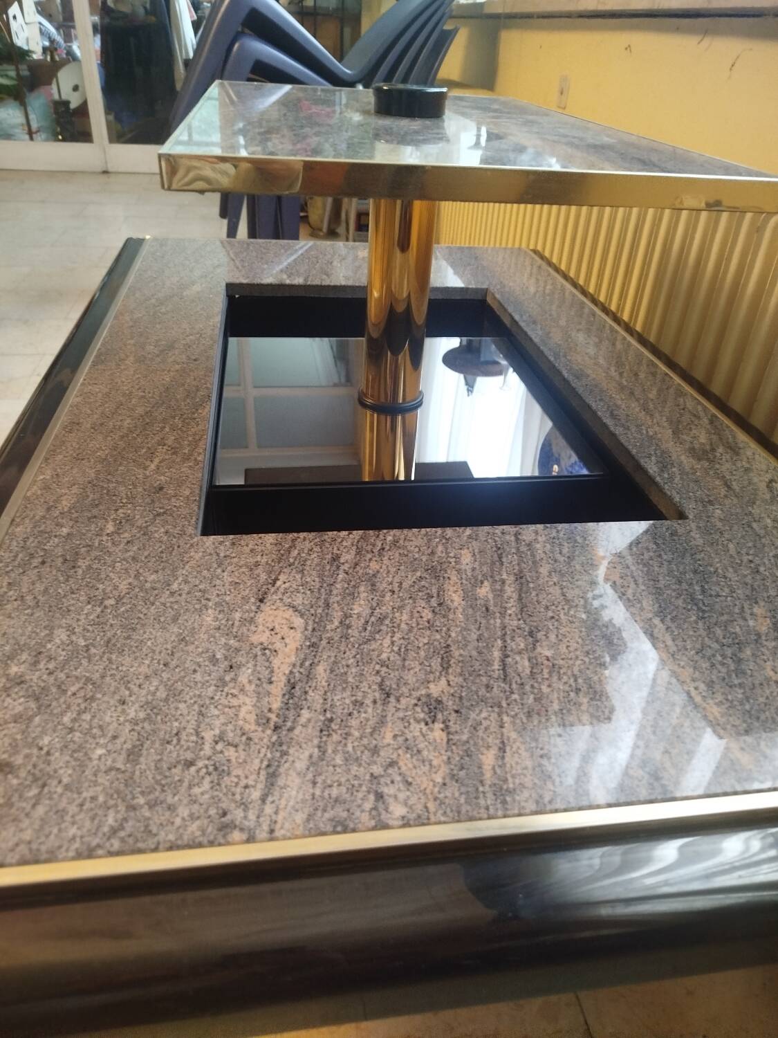 Transformable coffee table in marble and brass – fedam – italian design