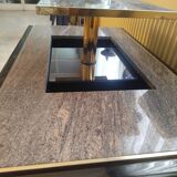 Transformable coffee table in marble and brass – fedam – italian design