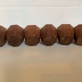 Six Scandinavian teak wood egg cups