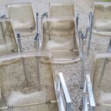Set of 8 70s chrome chairs and smoked plexi
