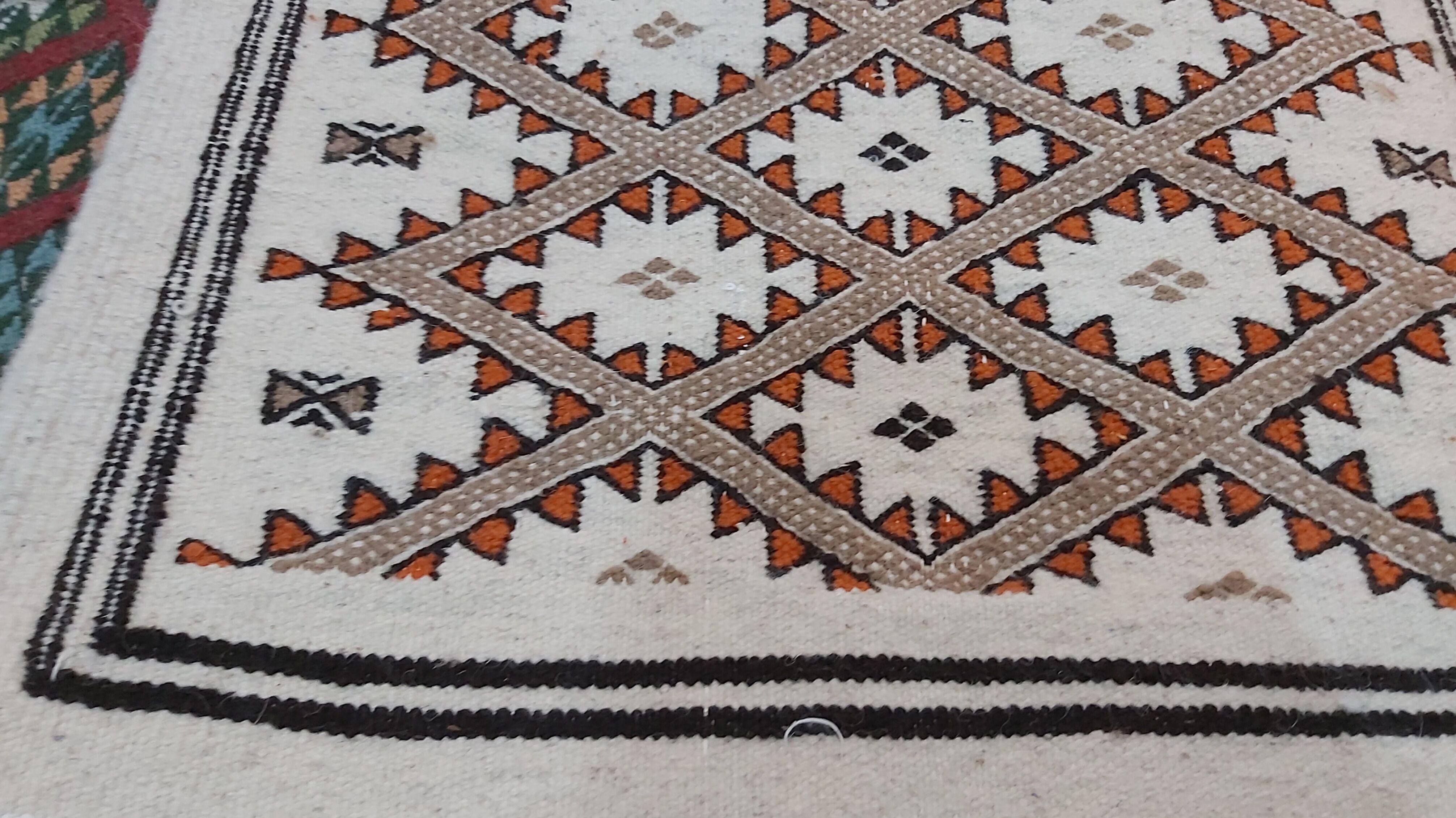 Handmade beige mergoum carpet  70x130cm