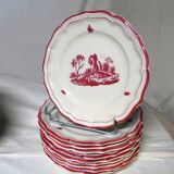 GIEN factory. Earthenware service called "landscapes". 29 pieces.