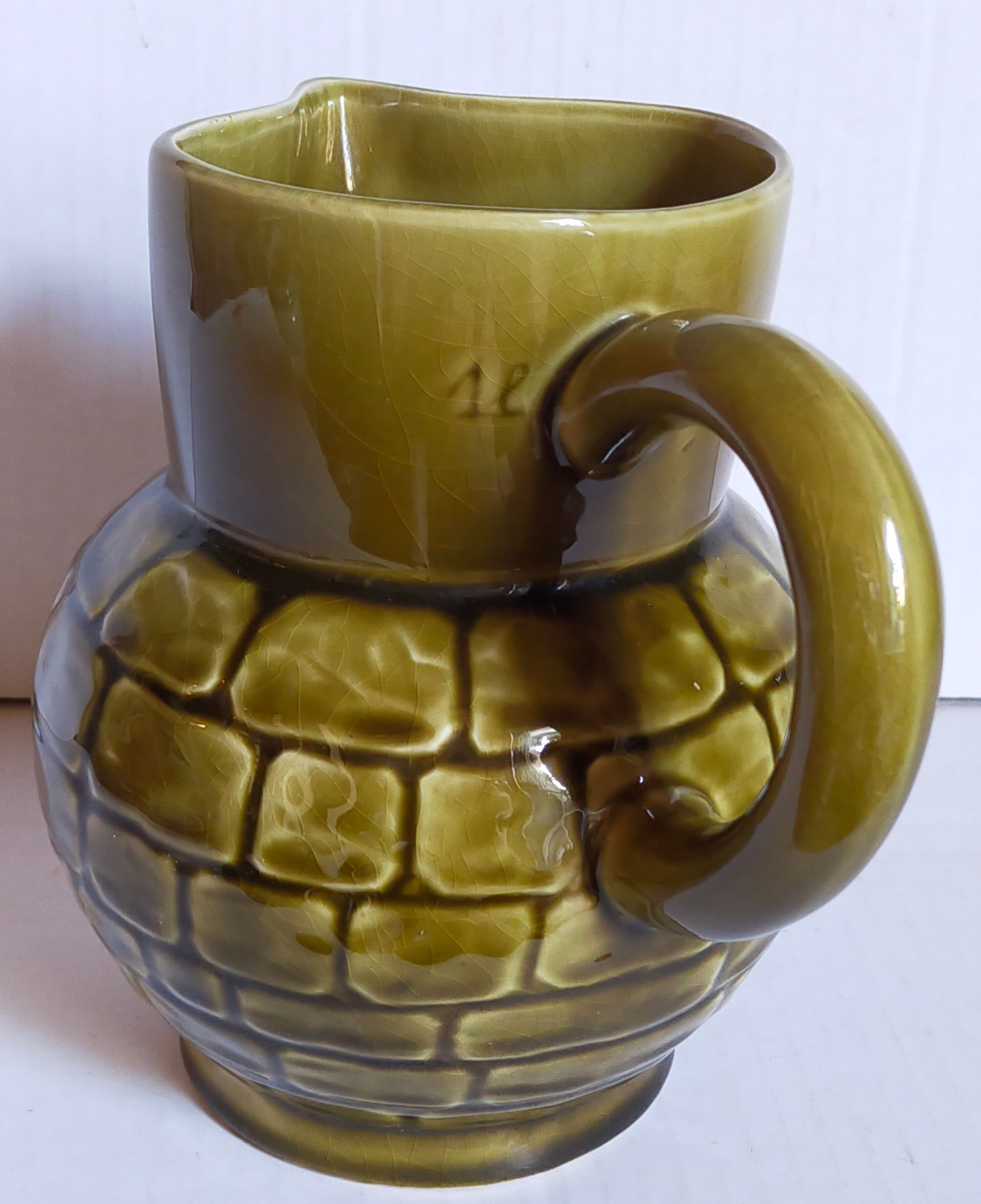 Bistro pitcher in vintage Sarreguemines earthenware