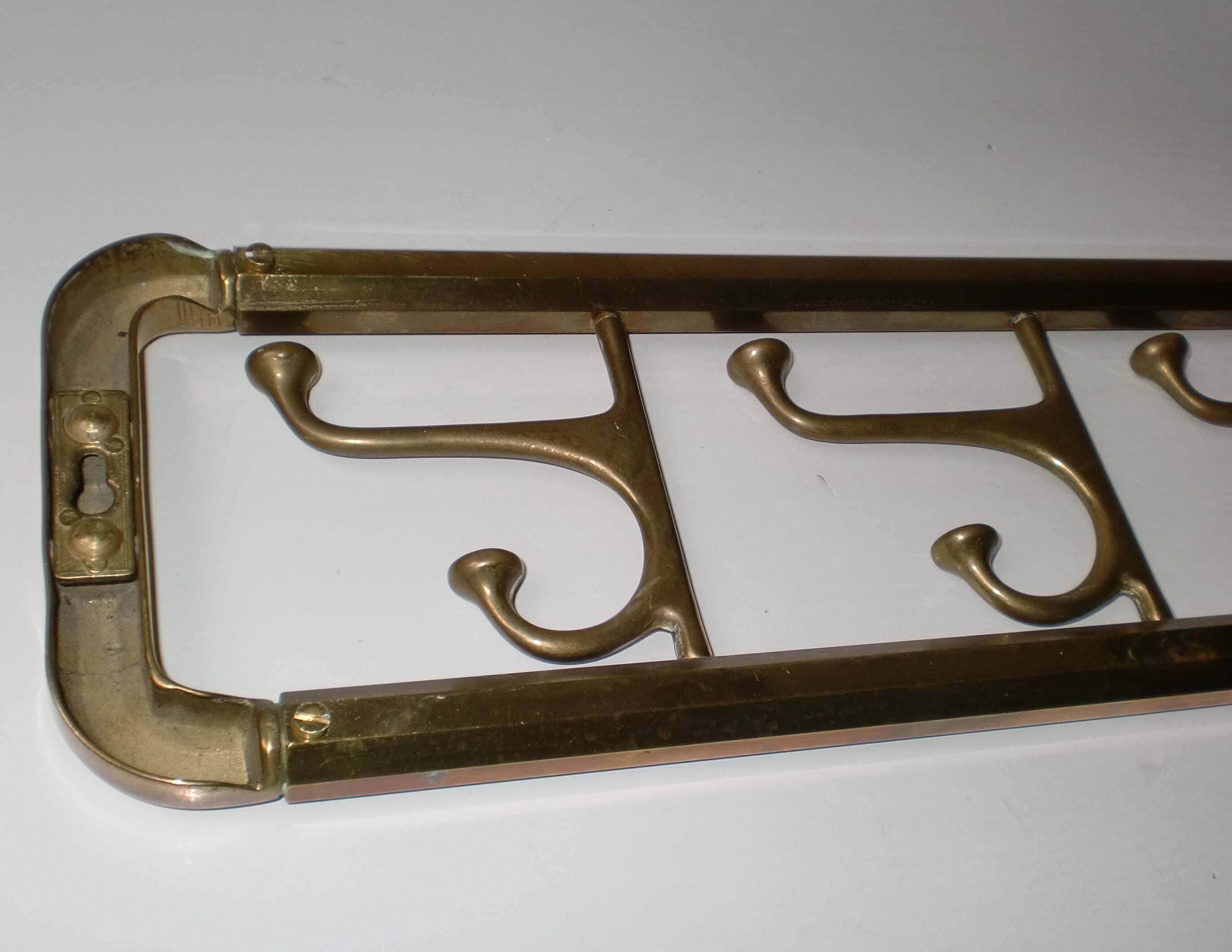 Vintage Art-Deco brass Wall Coat Rack France, 1940s