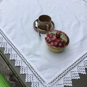 Nappe métis  bord crocheté main 84cm x 91cm