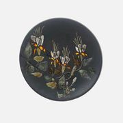 Assiette céramique noire motif floral Ruscha Art Pottery Allemagne